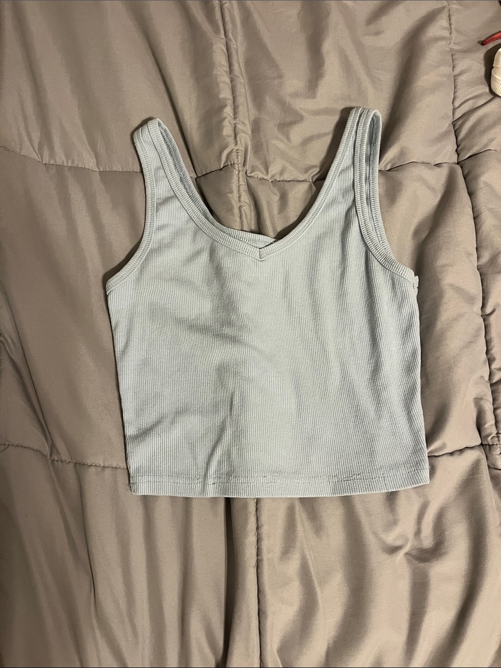 Amazon Light Blue Ribbed V-Neck Crop Tank